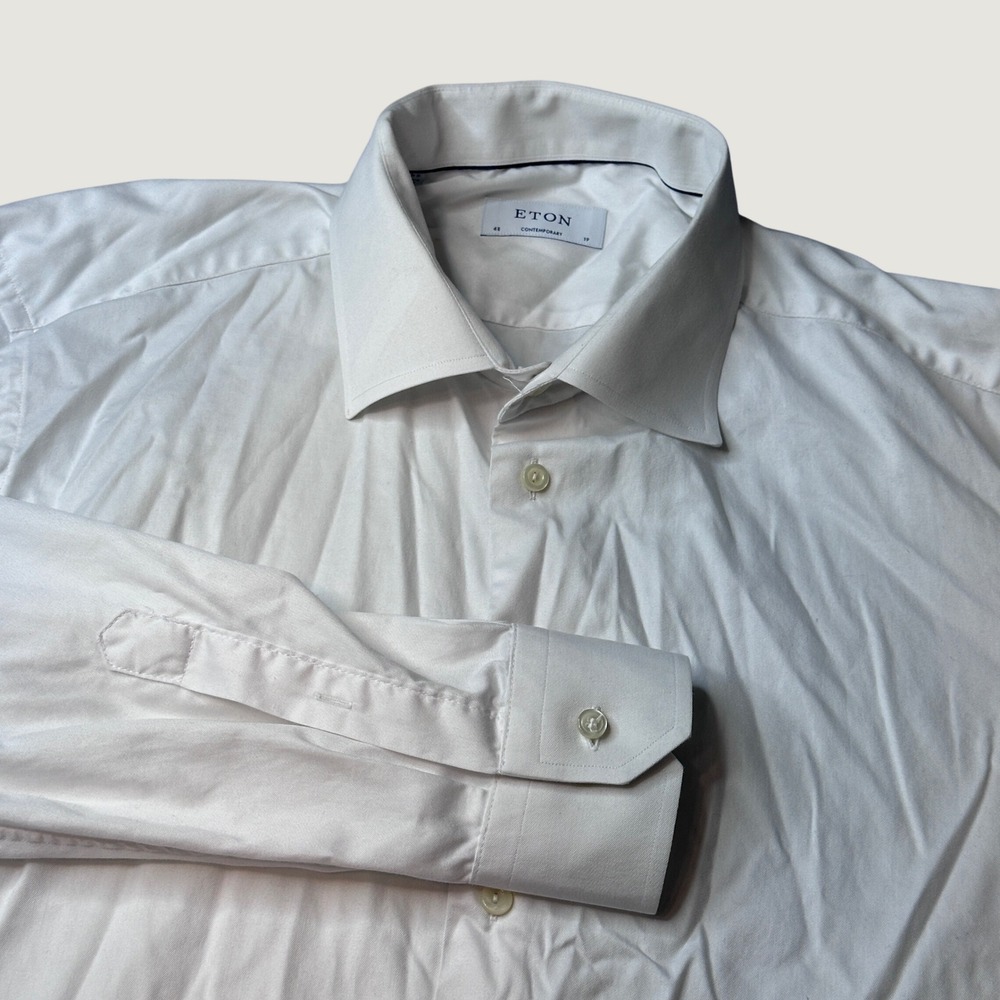 Eton Dress Shirt Mens 48 Contemporary Fit White Button Down Made In Lithuania